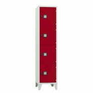 Vestiaire Roma 1 colonne 4 cases gris / rouge