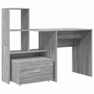 VidaXL Bureau Gris Sonoma 131,5 x 50 x 106,5 cm Bois d'ingénierie Modèle Titan Ligne - 3337270