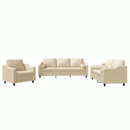 VidaXL Ensemble de canapés 3 pcs avec coussins crème tissu Modèle Helios Premium - 3201788