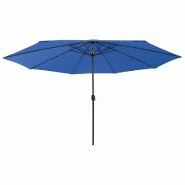 VidaXL Parasol de jardin avec lumières LED et mât en métal bleu azuré Modèle Boréal Design - 312537