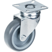 Roulette pivotante de 75 mm en caoutchouc TPR gris sur roue centrale en polypropylène Roulette pivotante de 75 mm en caoutchouc TPR gris sur roue centrale en polypropylène