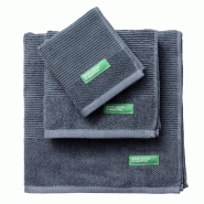 Benetton - Lot 3pcs Serviettes de Bain (30x50 + 50x90 + 70x140cm) 450GSM 100% Coton Gris Foncé - gris BE746