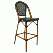 Chaise haute de bar empilable d'extérieur en aluminium textylène Biarritz bronze
