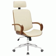 CLP Fauteuil de bureau Dayton en Similicuir Ajustable et pivotant Noyer / Crème - beige polyester 191091104 CLP Fauteuil de bureau Dayton en Similicuir Ajustable et pivotant Noyer / Crème - beige polyester 191091104