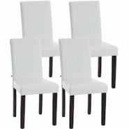 CLP Lot de 4 Chaises de salle à manger Ina similicuir avec pieds en Bois Blanc /Marron foncé - blanc polyester 181063502 CLP Lot de 4 Chaises de salle à manger Ina similicuir avec pieds en Bois Blanc /Marron foncé - blanc polyester 181063502