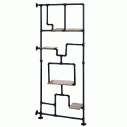 Décoshop26 - Bibliothèque séparateur de pièce style industriel 5 étagères 203 x 80 cm MDF brun clair et fer 04_0008758 - 3000267127134