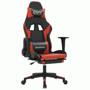 Décoshop26 - Fauteuil de bureau chaise gaming avec coussin lombaire et repose-pieds noir rouge PVC DEC025885 - rouge 3000255506378