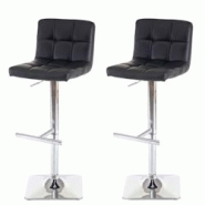 Décoshop26 - Lot de 2 tabourets de bar chaises hautes rotatif avec dossier en PVC noir piètement chromé 04_0000164 - noir 3000252028989