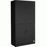 Helloshop26 - Armoire métallique étagère meuble 2 compartiments + 2 tiroirs noir 08_0000377 - 3000090581530 Helloshop26 - Armoire métallique étagère meuble 2 compartiments + 2 tiroirs noir 08_0000377 - 3000090581530