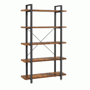 Helloshop26 - Bibliothèque étagère de rangement style industriel 5 niveaux montage facile pour salon chambre bureau vintage  105 x 12_0004263 - 300