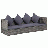 Helloshop26 - Canapé de jardin gris 200 x 60 cm résine tressée - gris acier 3000659082720