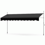 Helloshop26 - Store banne manuel rétractable 400 x 120 x 210-300 cm pare-soleil réglable ambiance cosy en polyester noir 20_0013643 - noir aluminium Helloshop26 - Store banne manuel rétractable 400 x 120 x 210-300 cm pare-soleil réglable ambiance cosy en polyester noir 20_0013643 - noir aluminium