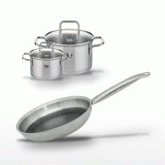 Lot Poêle 24cm & Faitouts 20/14cm Elo Relief Solution - gris 3176239958829