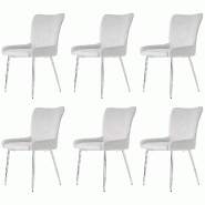 Merax Lot de 6 chaises de salle à manger en velours pour salon, chambre à coucher, avec quatre pieds de support en métal argenté, support lombaire