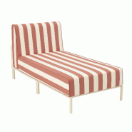 Méridienne rayée pour salon de jardin modulable en tissu terracotta - orange aluminium 114823
