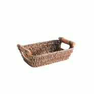 Panier à anses bois rectangle - L26xP17xH7cm - Papier tressé - Couleur écru