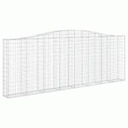 Panier de gabions clôture cage mur de soutènement arqué 400 x 30 x 140/160 cm fer galvanisé Argent 02_0040073 - métal 3000218953379