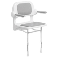 Siège de douche rembourré série 2000 avec dosseret et accoudoir gris - AKW - 02130p - 648648