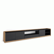 SKRAUT HOME Meuble TV, Banc Télé, 310x50x37 cm, Pour les TV jusqu'à 80", Meubles de salon, Noir et chêne - noir Bois manufacturé 686_9