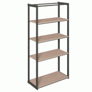 Structure Cage noir suspendue 90x40x180cm 4 tablettes noyer