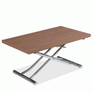 TABLE BASSE RELEVABLE EXTENSIBLE TRENDY MÉLAMINÉ NOYER/PIED CHROMÉ 110 X 70/140 CM