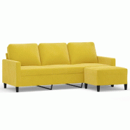 VidaXL Canapé à 3 places avec repose-pieds jaune 180 cm velours Modèle Vega ProDesk Nordique - 3201061