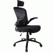 ZIK Chaise de bureau ergonomique pivotante avec soutien lombaire, accoudoirs et appui-tête, hauteur réglable - Noir - noir multi-matériau 742688347