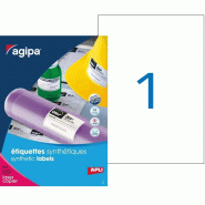 100 étiquettes polyester blanches, format 210 x 297 mm (100 feuilles / cdt) - 3270241011685