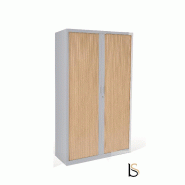 Armoire haute à portes rideaux tons bois- GAPSA - 102, Gris aluminium, Hêtre 050_0