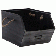 Casier rangement metal noir L23 x l32 x H20 cm