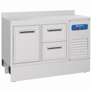 Comptoir bar réfrigérée avec 1 porte et 2 tiroirs, 1410x600 mm, 310 litres, -2°/+8°C - VIRTUS - 0615402324687