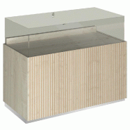 Comptoir T01 vitrine 4 Faces et MDF naturel+érable - 120x60x93cm