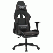 Décoshop26 - Fauteuil de bureau chaise gaming sur roulettes avec repose-pieds en PVC gris et noir DEC025779 - gris 3000255449217