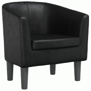 Décoshop26 - Fauteuil lounge design et moderne dossier arrondi en PVC noir DEC028655 - noir 3000256984427