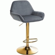 Décoshop26 - Tabouret de bar x1 repose-pieds en forme d'arc en métal doré assise en velours gris foncé 10_0004541 - gris 3000252166056 Décoshop26 - Tabouret de bar x1 repose-pieds en forme d'arc en métal doré assise en velours gris foncé 10_0004541 - gris 3000252166056