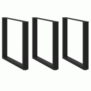 Helloshop26 - Lot de 3 pieds de table en U ajustables pour table à manger 90 x 72 cm design moderne en acier noir 02_0057448 - noir acier 30002400433