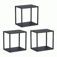 Helloshop26 - Set de 3 étagères murales acier 28 x 28 x 20 cm noir - 3000225322601