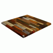Plateau carré de table extérieur Werzalit 70x70cm décor plancha rouge
