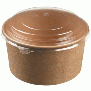 Saladier Ecokraft carton laminé naturel 500ml + couvercle PET - par 250