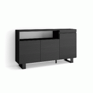 SKRAUT HOME Buffet salon et cuisine, 150x87x35cm, 3 Portes, Design industriel, Noir - noir Bois manufacturé 67_2