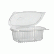 Starpak 50 Barquettes pour salades et traiteur avec couvercle charnière, R-PET ovale 375 ml 5 cm x 11,5 cm x 14,4 cm transparent - transparent plasti