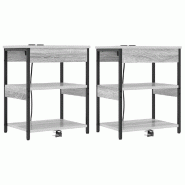 VidaXL Cabinet de chevet 2 pcs Gris Sonoma 41 x 31 x 51 cm – Modèle Brillant - 859542