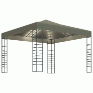 VidaXL Chapiteau avec guirlande lumineuse à LED 3x3 m Taupe Modèle Vega Office Bois - marron 3070309