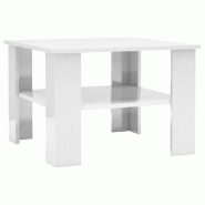 VidaXL Table basse Blanc brillant 60x60x42 cm Bois d’ingénierie Modèle Atlas Office Pro Design - 800213