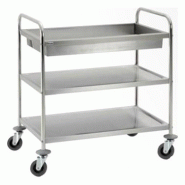 Chariot de transport - 2 plateaux et bac de débarrassage - acier inoxydable - charge 120 kg - TS210 Chariot de transport - 2 plateaux et bac de débarrassage - acier inoxydable - charge 120 kg - TS210