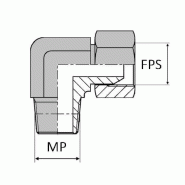 Coude 90° mâle NPT X femelle tournant NPSM (cylindrique) - Cône 60° - 3/4' , 26.56 , 1/2' , 17.81