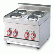 Cuisinière électrique triphasée 4 plaques rondes. Structure en acier inoxydable. Dimensions 60x60 h28 cm. Modèle PCT-66ET - 2343