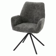 Décoshop26 - Chaise de salle à manger avec accoudoir rotative en tissu chenille gris foncé et cadre trépied 04_0006357 - gris 3000261726838 Décoshop26 - Chaise de salle à manger avec accoudoir rotative en tissu chenille gris foncé et cadre trépied 04_0006357 - gris 3000261726838