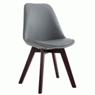 Décoshop26 - Chaise de salle à manger x1 style scandinave en PVC gris support 4 pieds en bois couleur noyer 10_0003749 - gris 3000251746532 Décoshop26 - Chaise de salle à manger x1 style scandinave en PVC gris support 4 pieds en bois couleur noyer 10_0003749 - gris 3000251746532