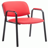 Décoshop26 - Chaise visiteur avec accoudoirs intégrés zone d'attente en PVC rouge piètement à 4 pieds en métal noir 10_0003378 - rouge métal 30
